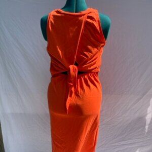 Gap Cotton Cut-out tie-back side-slit dress in tomato orange